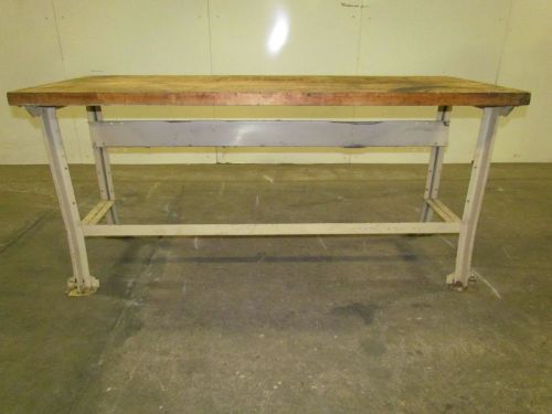 Lyon vintage industrial butcher block workbench table steel frame 72x28x34&#034; for sale