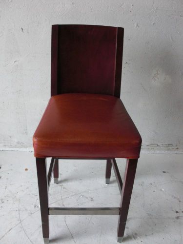 Used Chairs: Orange Vinyl with Red Wood Back, Tall