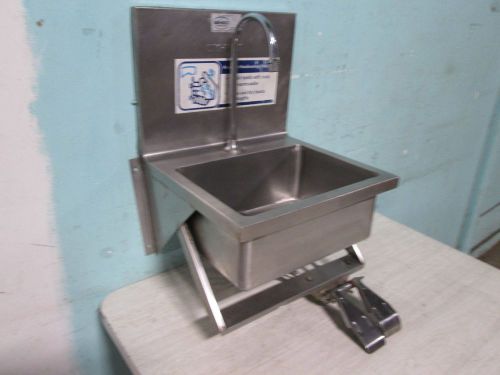 &#034;WIN-HOLT&#034; COMMERCIAL H.D. WALL MOUNT S.S. HAND WASH SINK w/KNEE PEDAL CONTROL