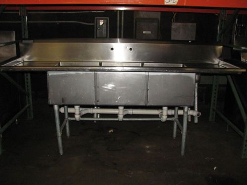 3-Compartment Stainless Steel Commercial Sink With Drainboards NSF CDS3-18LR