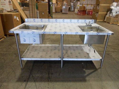 STAINLESS WORKTABLE 40 X 82 WITH BACKSPLASH , ICE BIN AND SINK