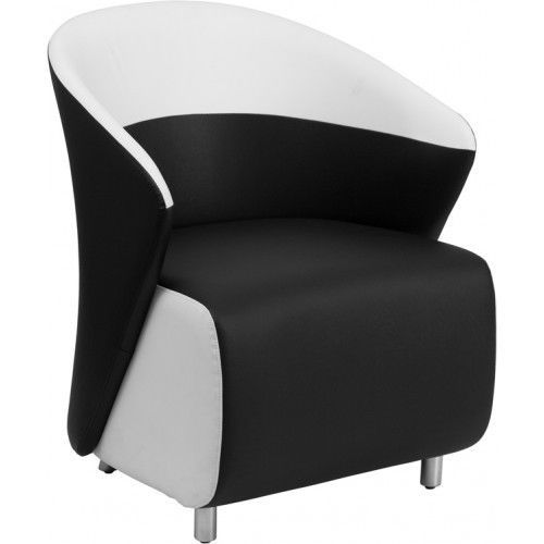 Flash furniture zb-7-gg black leather reception chair with white detailing for sale