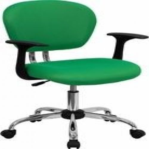 Flash Furniture H-2376-F-BRGRN-ARMS-GG Mid-Back Bright Green Mesh Task Chair wit