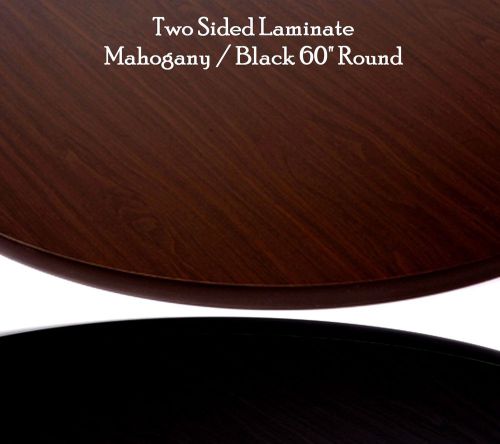 Lot of 4 Restaurant TableTops 60 In Round Mahogany/ Black Laminate 2 Sided