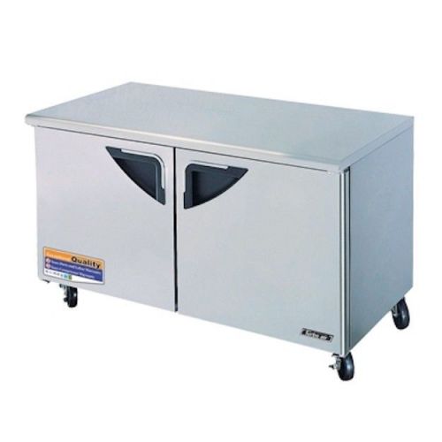 New turbo air 60&#034; super deluxe stainless steel undercounter freezer - 2 doors!! for sale