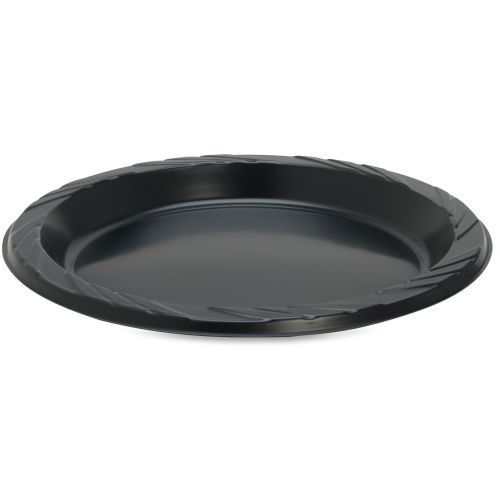 GJO10429 Plastic Plates, Round, 9&#034; Plate, 125/PK, Black