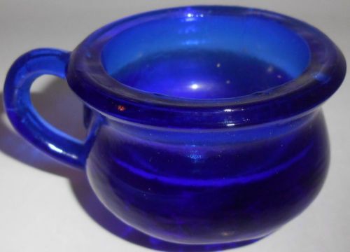 Cobalt blue glass Chamber pot toothpick holder potty boyd match mug dark handled