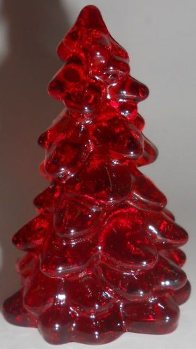 Royal Ruby Red glass Christmas Tree Paperweight X-Mas decoration ornament solid