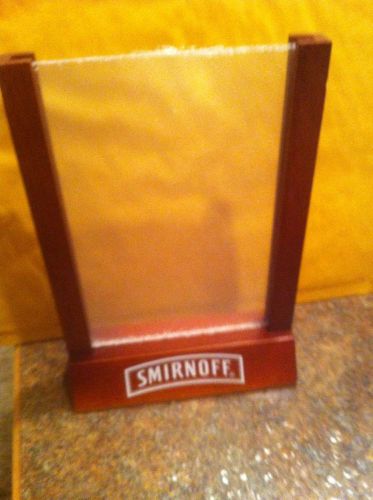 Smirnoff Table Top Advertising or Menu Wooden Holder