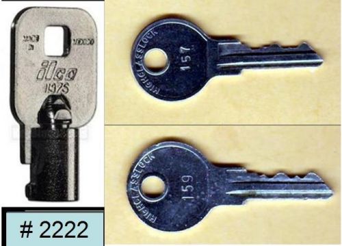 Vendstar 3000 machines Back door (coin) key # 2222 and top lid keys # 157, #159