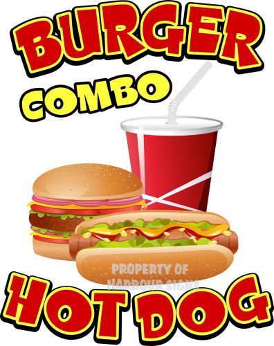 Burger Hot Dog Combo 14&#034; Decal Concession Restaurant Food Truck Vinyl Sign