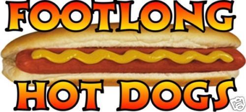 Hot Dog Footlong Concession Cart Trailer Food Decal 12&#034;