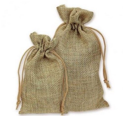 Burlap Pouch Bags, 4&#034;x 6&#034; Natural Color, With Drawstring, 100 Pk