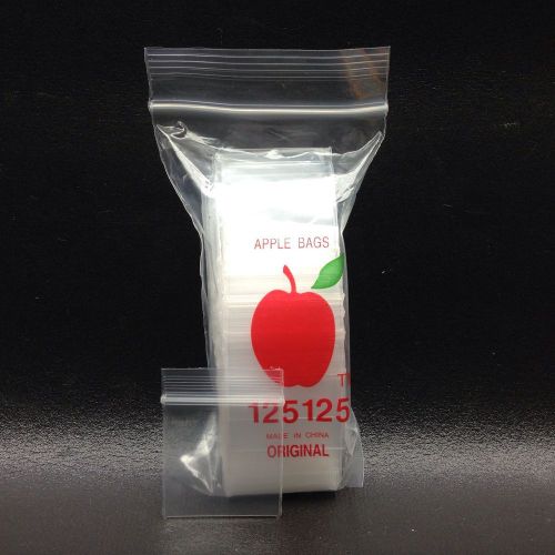 100 Ziplock Bags Clear Apple 1 1/4 x 1 1/4 Jewelry Bag 125152