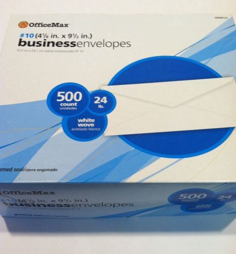 OfficeMax Business Envelopes #10 24 lb White Wove Paper Stock 500 NIB OM98123