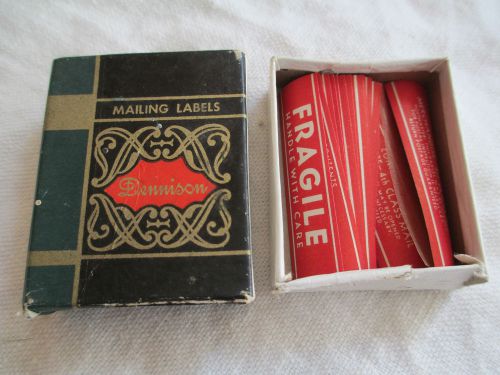 Vintage 1940-50&#039;s dennison mailing labels in book motif box gummed tag shipping for sale