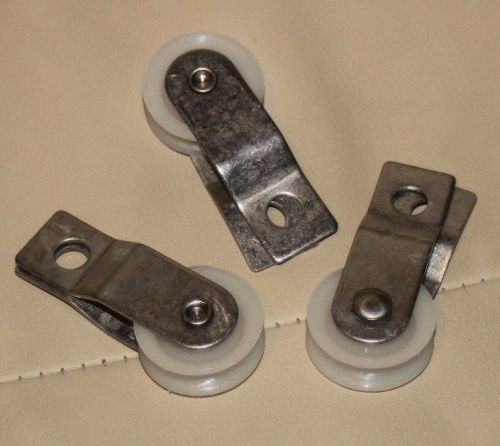 1-3/8&#034; Nylon Pulleys with Stainless Steel  Bracket Lot of 3