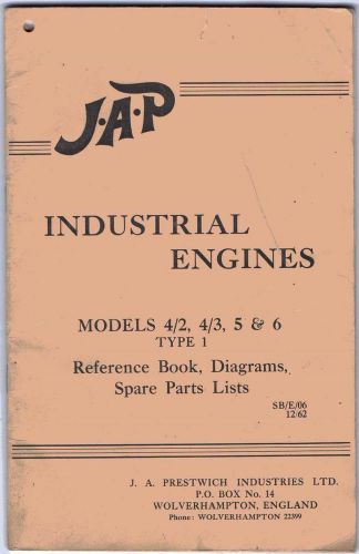 J.A.P. Industrial Engines handbook. Models 4/2; 4/3; 5; &amp; 6. Diagrams. Spares