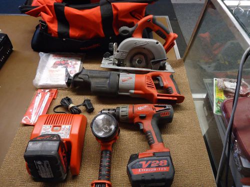 Milwaukee v28  cordless lithium-ion 4pc tool combo kit w/bag for sale