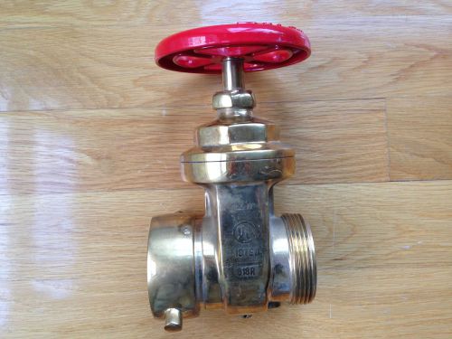 Solid polished brass 2 1/2 &#034; hose - hydrant gate valve - 300psi, female swivel nst x for sale
