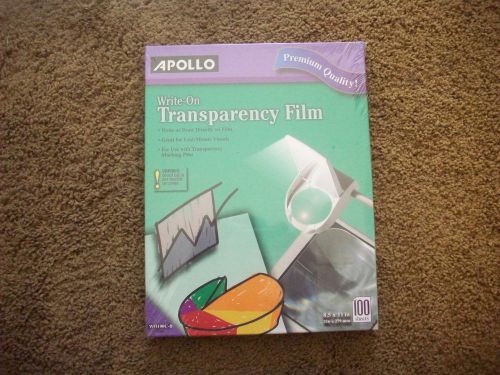 NEW Apollo WO100CB Write On Transparency Film. Sold as Box of 100 Sheets