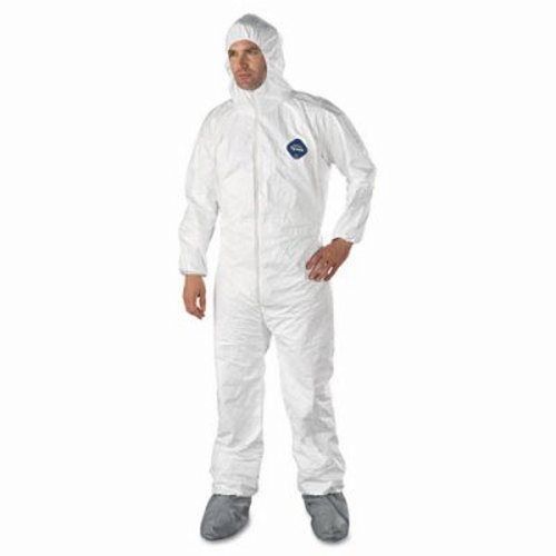 Dupont hooded coveralls w/ attached boots, large, 25 coveralls (dup ty122sl) for sale