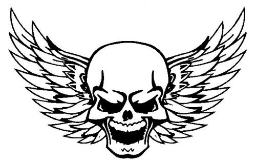 Skull with wings DXF file for CNC laser, plasma cutter,or router