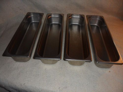 4 Proadvantage stainless steel steam table pans 4.5 by 19.5