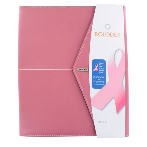 Rolodex Pad Folio, Faux Leather, Snap Close, Legal Size Pad, Resilient Pink