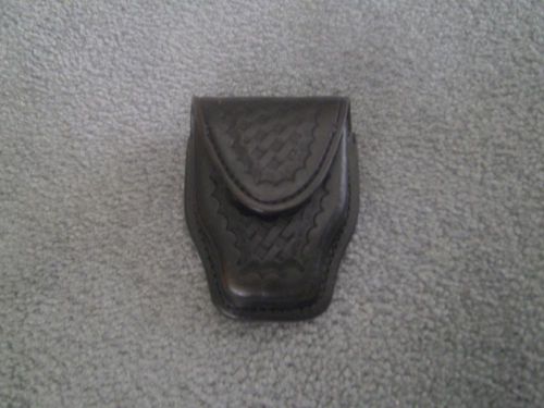 Mixson leathercraft hc 1v handcuff case black leather basket weave for sale