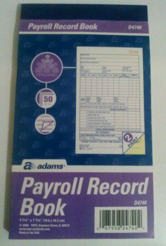 Adams Payroll Record Book D4740 (2 Part) Carbonless  4.19 x 7.19  50pk