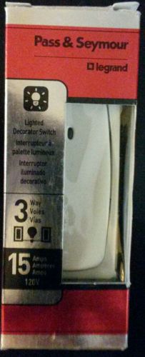 Pass &amp; Seymour 15-Amp 3 way Lighted decorator Switch STM873 Light Almond NEW 3PK