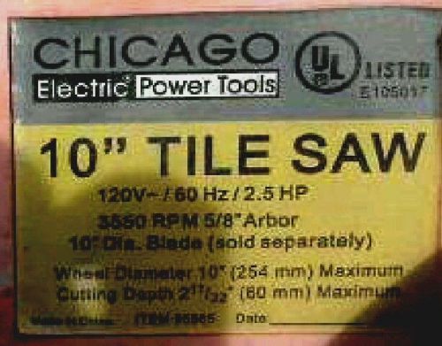 10&#034; CHICAGO Tile, Block, &amp; Brick Wet Saw &amp; Stand