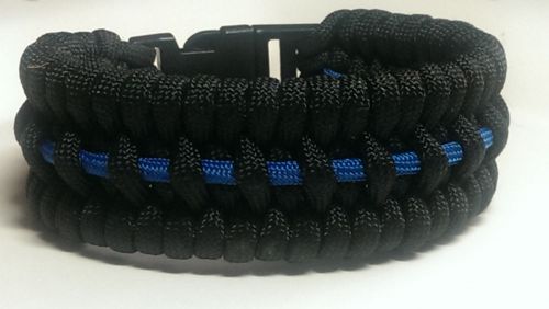 &#034;thin blue line&#034; police officer paracord trilobite weave thick bracelet for men for sale