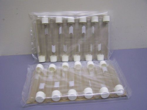 Glass Culture Tubes with White Screw Caps - Lot of 24 Tubes