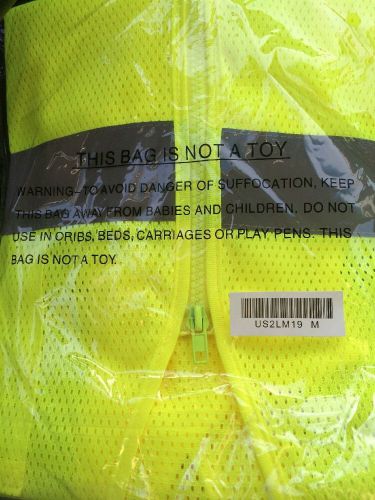 Medium / 1 pocket yellow safety vest with reflective strips ansi/isea for sale