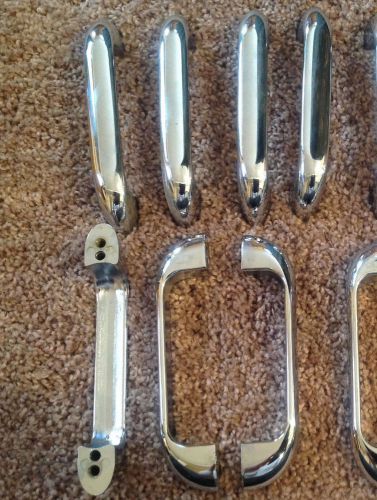 EIGHT Vintage Chrome Plated Brass Pull Handles, 4 3/4&#034; Long, Just Like Kason 576