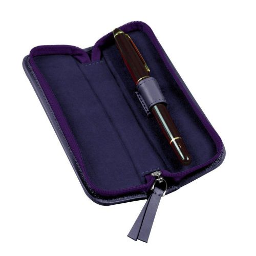 LUCRIN - Single-pen zip-up case - Smooth Cow Leather - Purple