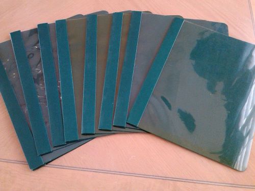 MEAD REPORT COVERS - 8 CLEAR PLASTIC FRONT, 3-PRONG, 8.5&#034; x 11&#034; GREEN