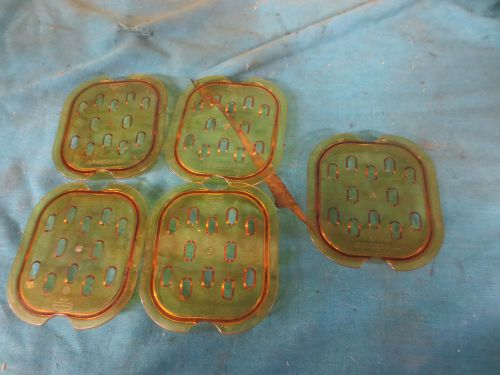 Used 5 rcp 3456 amb rubbermaid commercial drain trays, 4&#034;x5&#034;, amber for sale