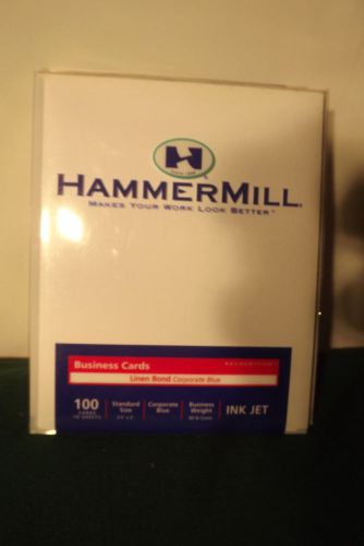 Hammermill White Linen Bond Business Cards 100 3 1/2&#034; x 2&#034; Cards pkg 1Inkjet NEW