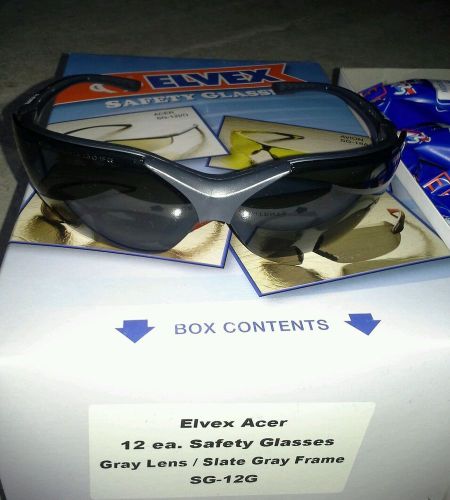 Safety glasses dark lens elvex model acer sg-12g (box of 12) for sale
