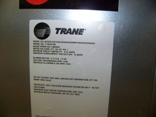 Trane water source bchd012d1c0a3n0az000000b0100000000000000 277v 60hz 1ph 1hp for sale