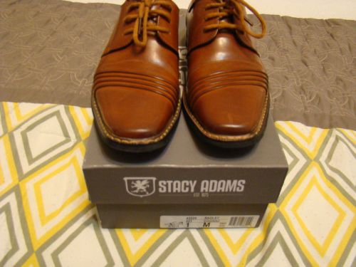 Stacy Adams Boys Brown Leather Lace RADLEY COGNAC Dress Shoe Size 1M Medium
