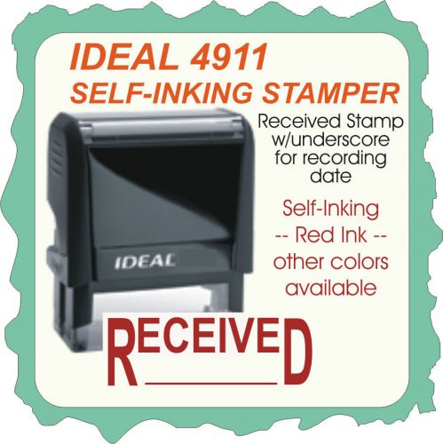 RECEIVED, Custom Made Self Inking Rubber Stamp 4911 Red Ink