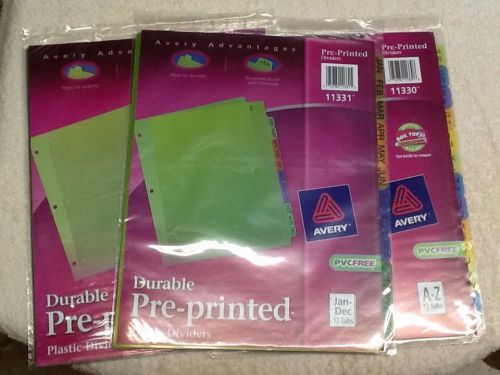 Pack of 3 Avery 11330 Insertable Tab Dividers, Plastic, A-Z 12 Tab