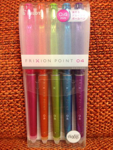 Pilot Frixion Erasable Gel Ink Ball Point Pens 0.4mm - 5 Colors Set