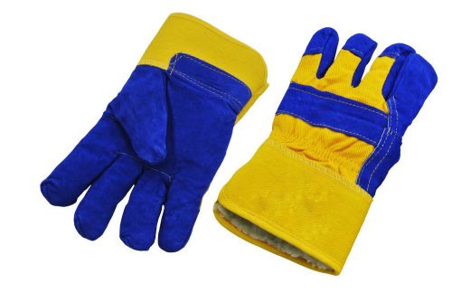 blue cow split leather work gloves boa lining XXL