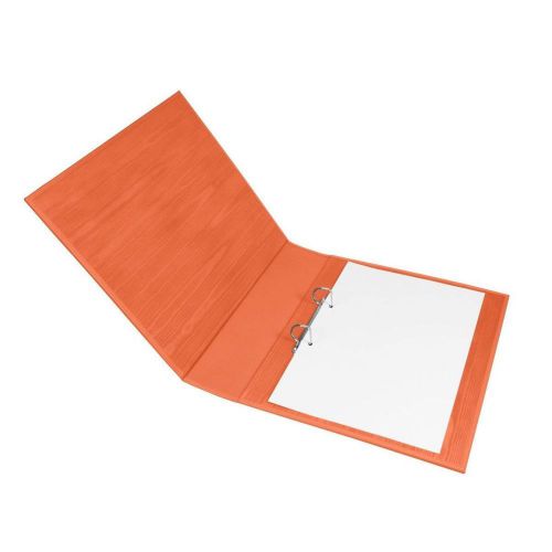 LUCRIN - A4 large ring file - Smooth Cow Leather - Orange