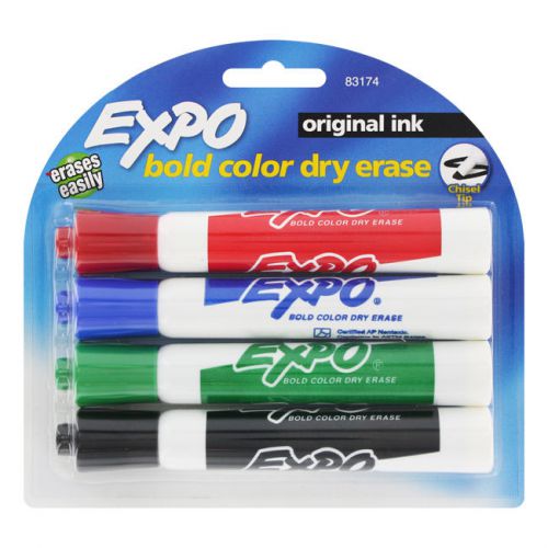 Expo original chisel tip dry erase markers, 4 colored markers (83174k) for sale